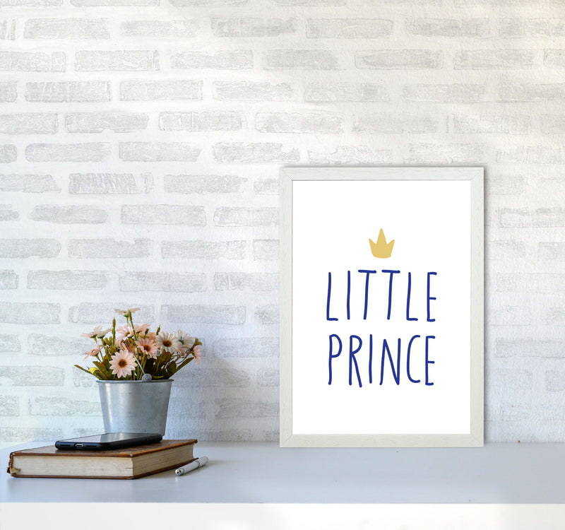 Little Prince Navy And Gold Framed Nursey Wall Art Print A3 Oak Frame