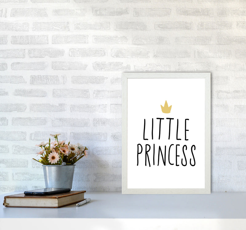 Little Princess Black And Gold Framed Nursey Wall Art Print A3 Oak Frame