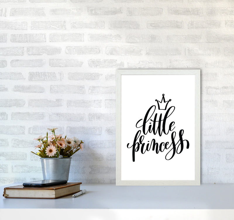 Little Princess Black Framed Nursey Wall Art Print A3 Oak Frame