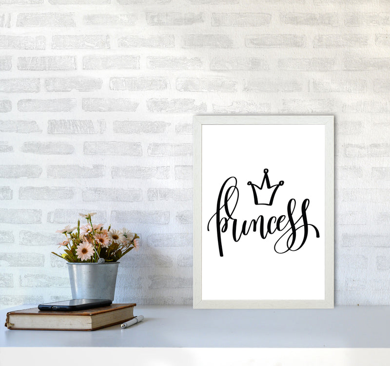 Princess Black Framed Nursey Wall Art Print A3 Oak Frame