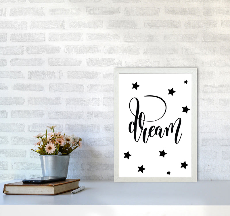 Dream Black Framed Typography Wall Art Print A3 Oak Frame