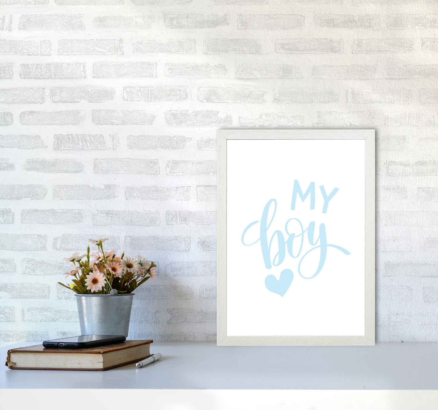 My Boy Blue Framed Nursey Wall Art Print A3 Oak Frame
