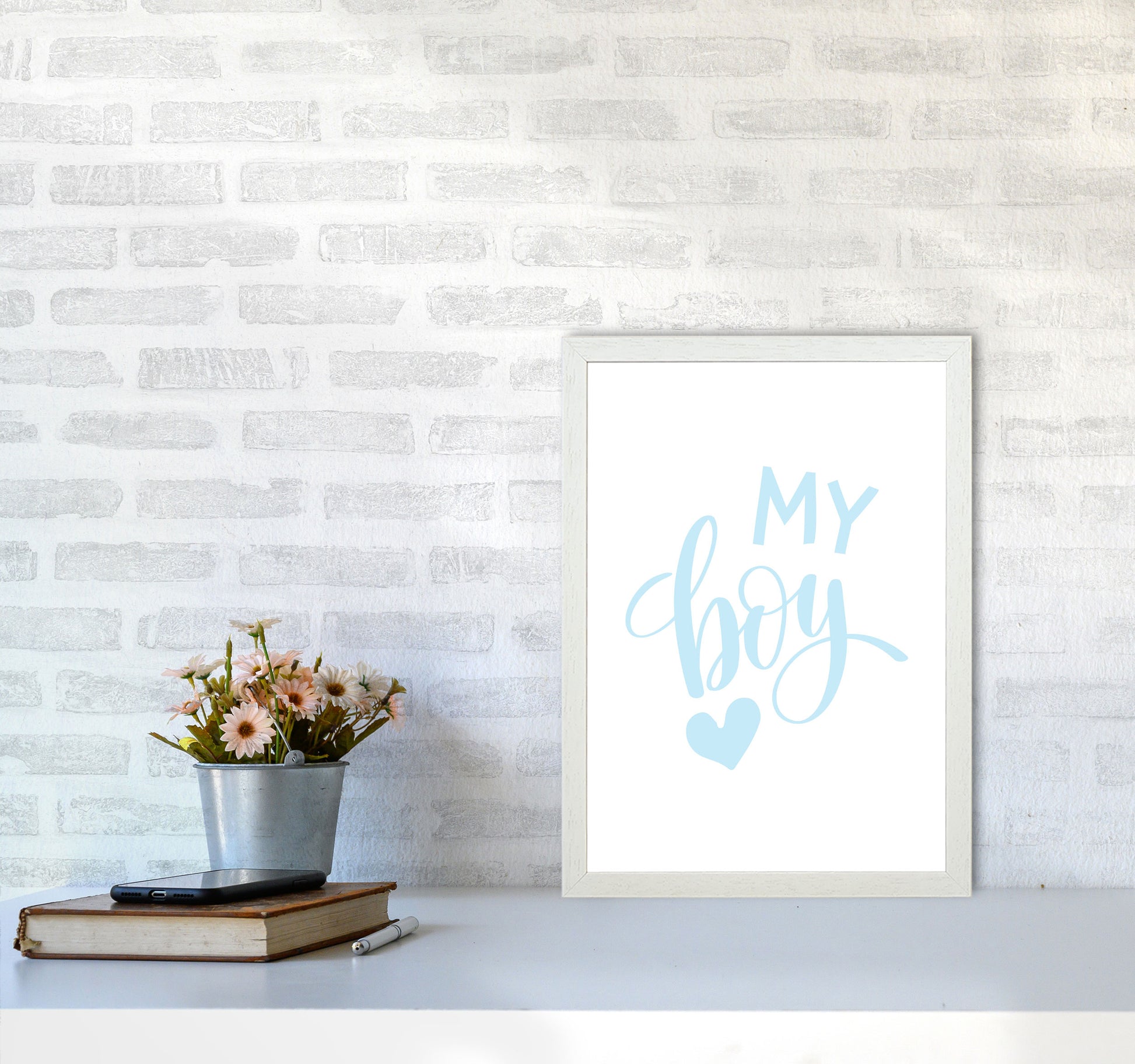 My Boy Blue Framed Nursey Wall Art Print A3 Oak Frame