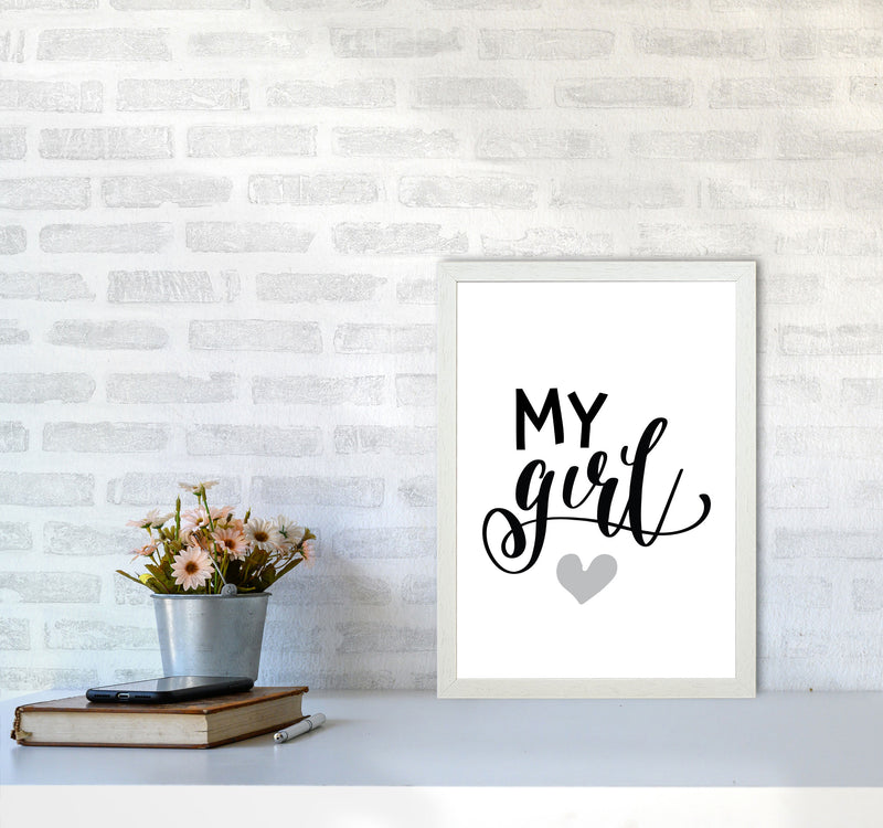 My Girl Black Framed Nursey Wall Art Print A3 Oak Frame