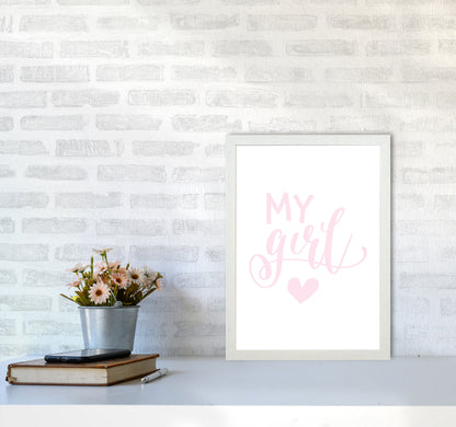 My Girl Pink Framed Nursey Wall Art Print A3 Oak Frame