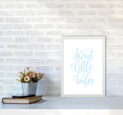 Sweet Little Baby Blue Framed Nursey Wall Art Print A3 Oak Frame