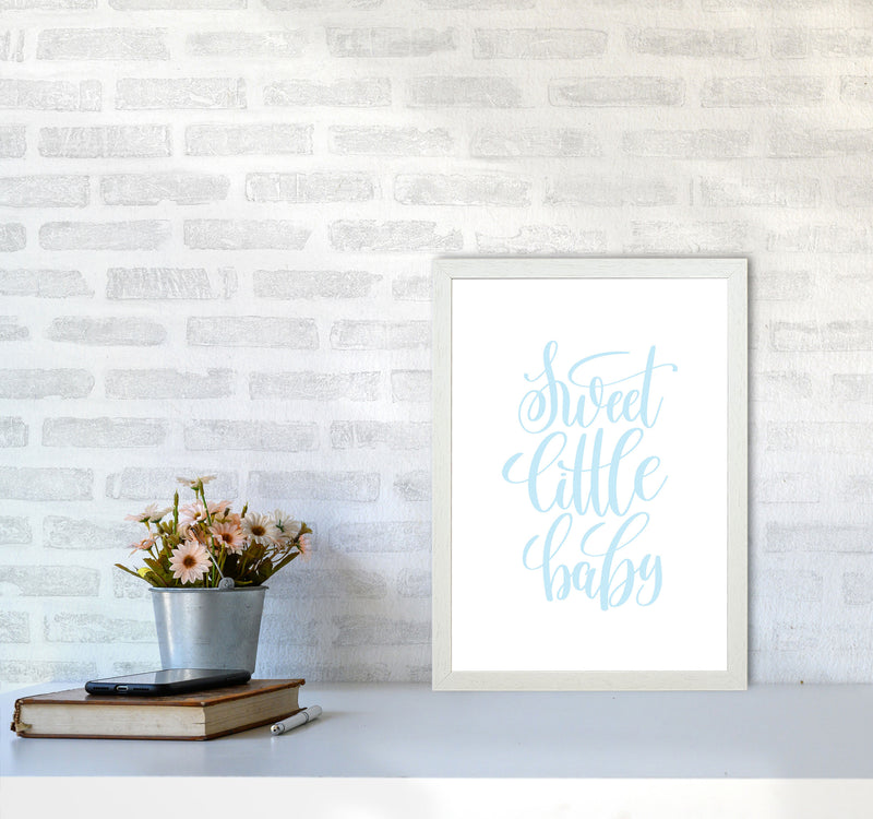 Sweet Little Baby Blue Framed Nursey Wall Art Print A3 Oak Frame