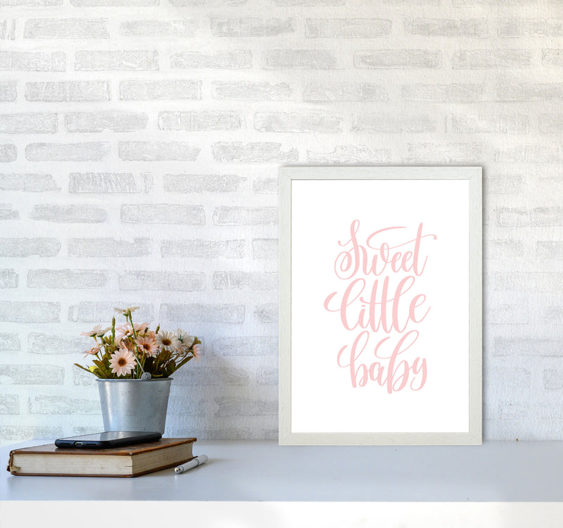 Sweet Little Baby Pink Framed Nursey Wall Art Print A3 Oak Frame