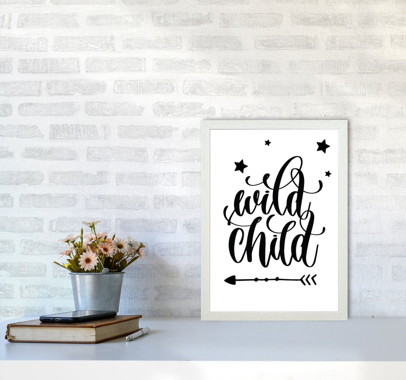Wild Child Black Framed Nursey Wall Art Print A3 Oak Frame