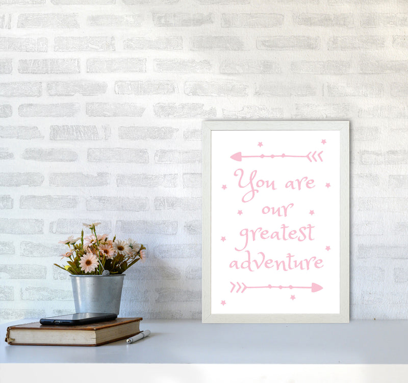 You Are Our Greatest Adventure Pink Modern Print A3 Oak Frame