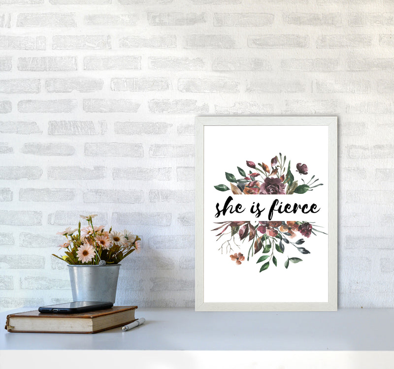 She Is Fierce Mixed Floral Modern Print A3 Oak Frame