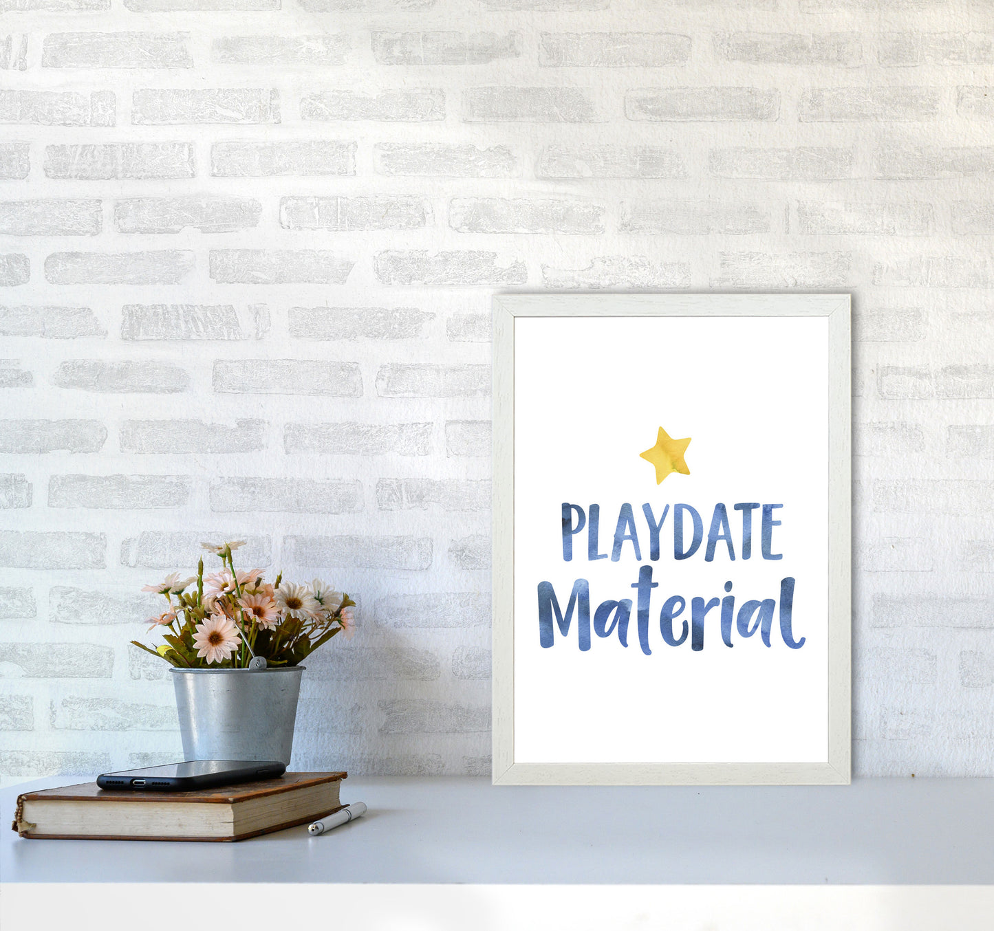 Playdate Material Watercolour Modern Print A3 Oak Frame