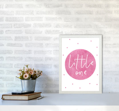 Little One Pink Watercolour Modern Print A3 Oak Frame