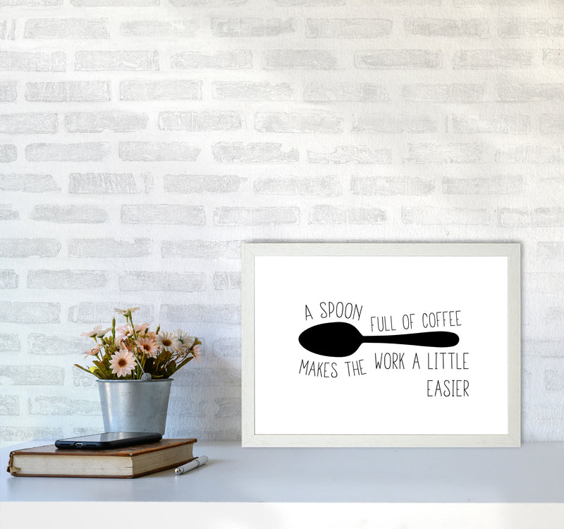 A Spoon Full Of Coffee Modern Print, Framed Kitchen Wall Art A3 Oak Frame