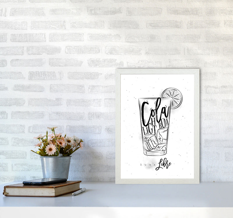 Cuba Libre Cocktail Modern Print, Framed Kitchen Wall Art A3 Oak Frame