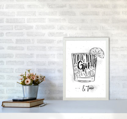 Gin And Tonic Modern Print, Framed Kitchen Wall Art A3 Oak Frame
