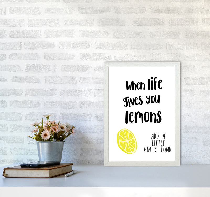 Humorous Gin Sayings Multi Set Kitchen Typography Wall Art A3 Oak Frame