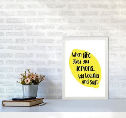 When Life Gives You Lemons, Tequila Modern Print, Framed Kitchen Wall Art A3 Oak Frame