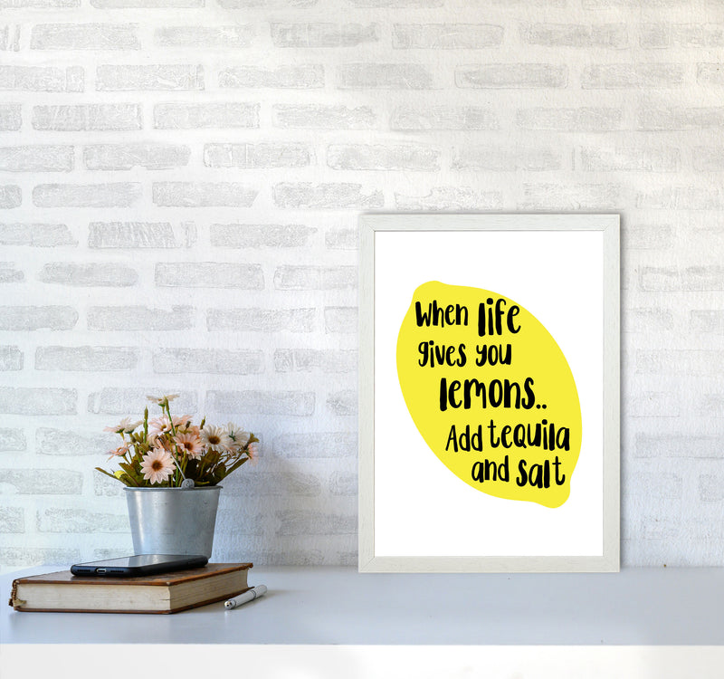 When Life Gives You Lemons, Tequila Modern Print, Framed Kitchen Wall Art A3 Oak Frame
