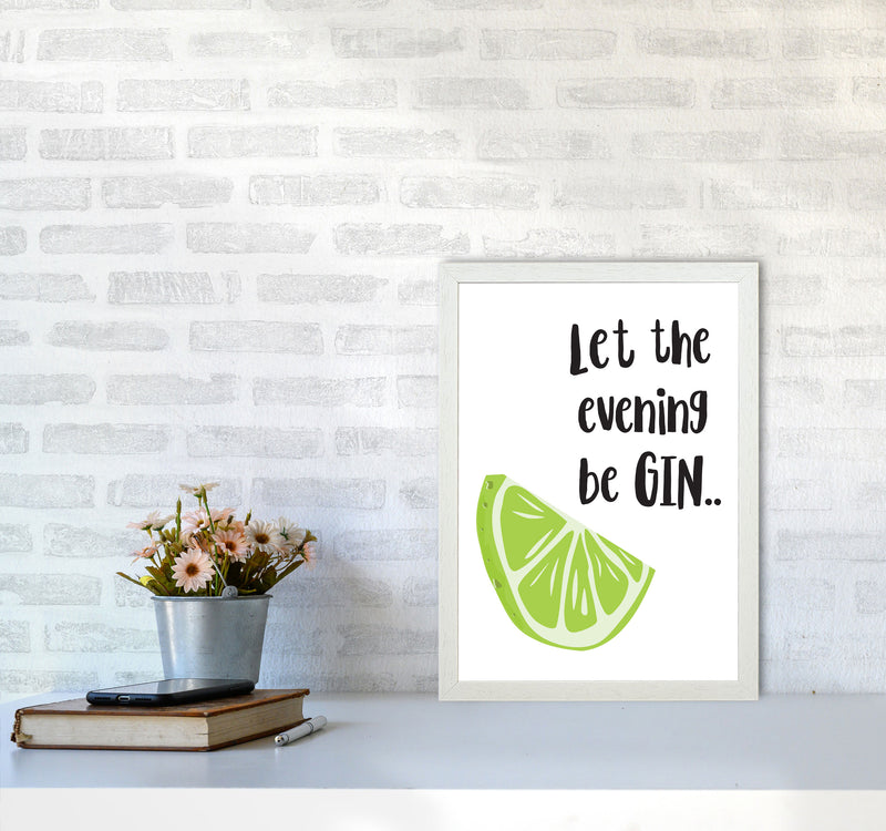 Let The Evening BeGIN Modern Print, Framed Kitchen Wall Art A3 Oak Frame