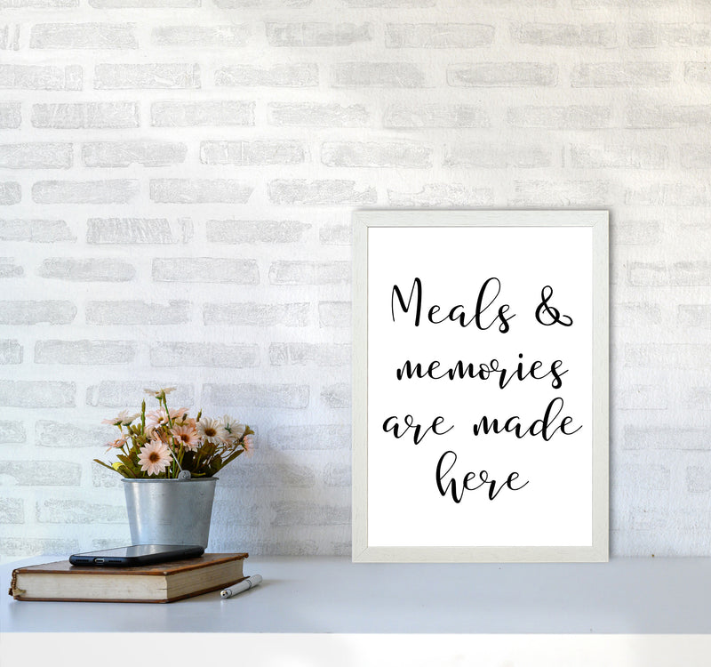 Meals And Memories Modern Print, Framed Kitchen Wall Art A3 Oak Frame