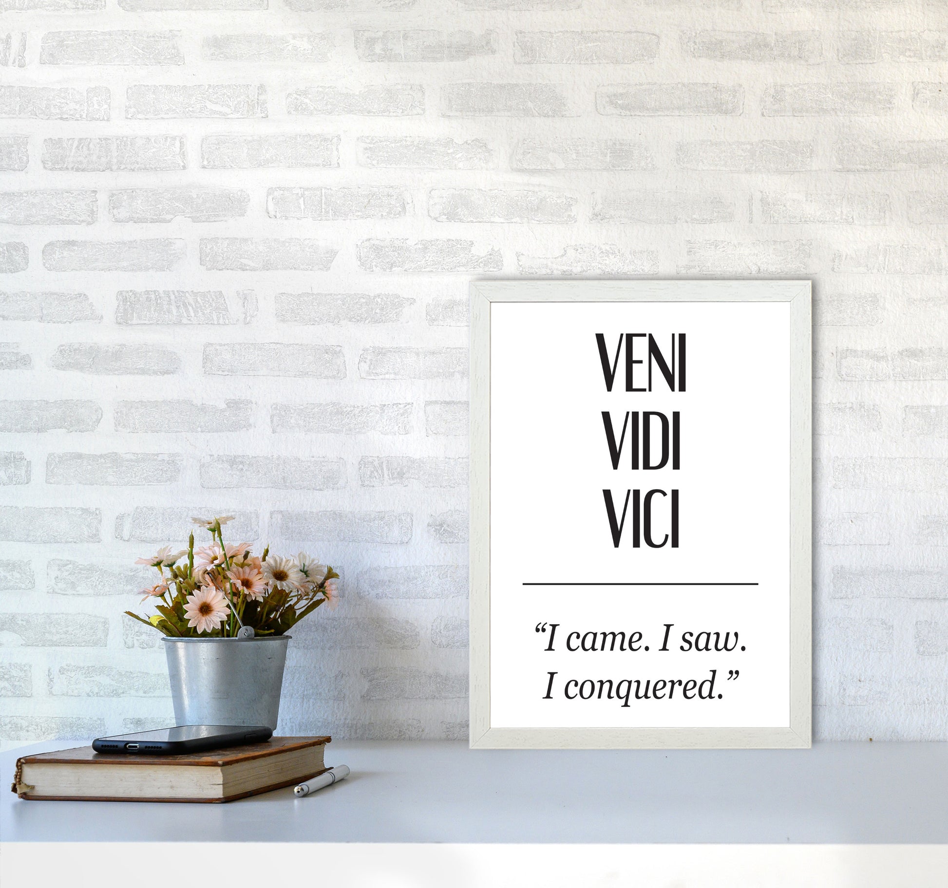 Veni Vidi Vici Modern Print A3 Oak Frame