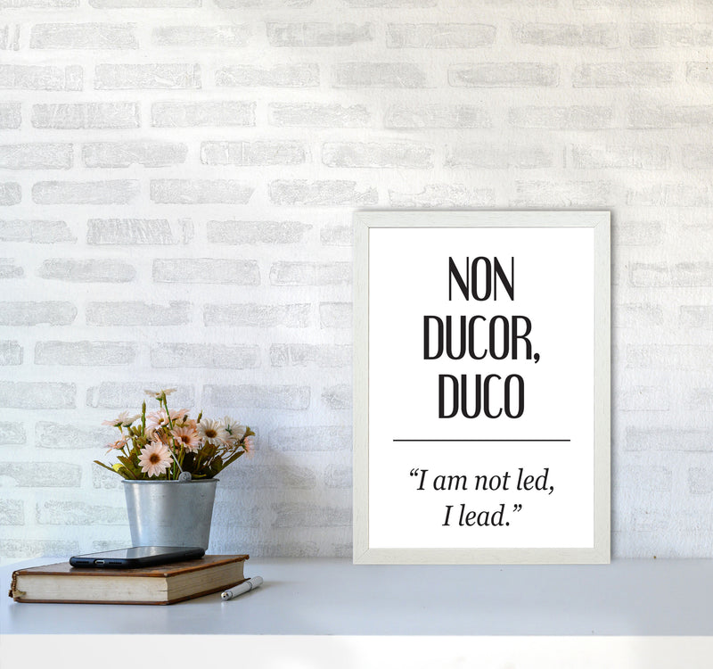 Non Ducor, Duco Framed Typography Wall Art Print A3 Oak Frame