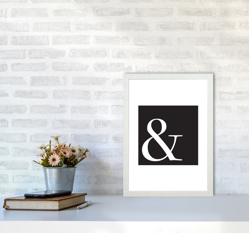 Ampersand Black Framed Typography Wall Art Print A3 Oak Frame