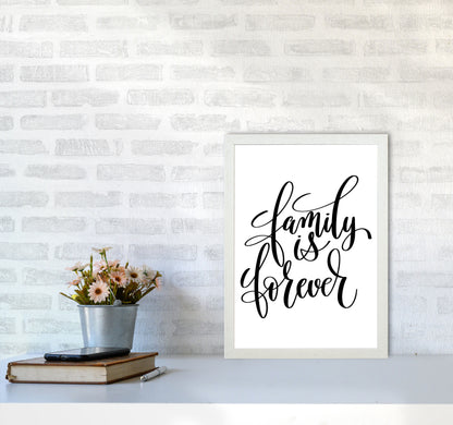 Family Is Forever Framed Typography Wall Art Print A3 Oak Frame
