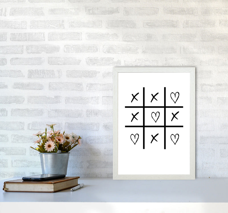 Hearts And Crosses Modern Print A3 Oak Frame