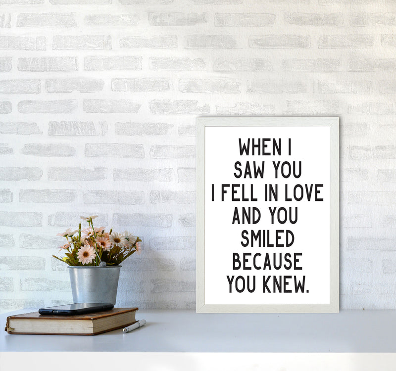 When I Saw You I Fell In Love Modern Print A3 Oak Frame