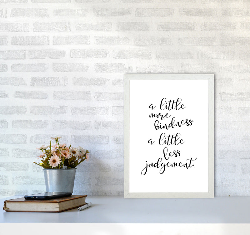 A Little More Kindness Framed Typography Wall Art Print A3 Oak Frame