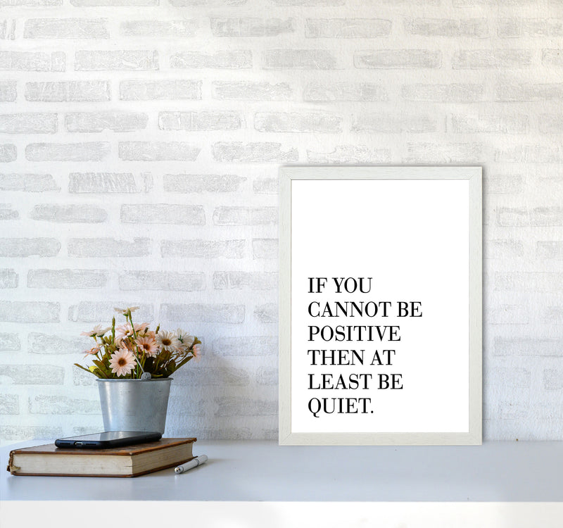 Be Quiet Framed Typography Wall Art Print A3 Oak Frame