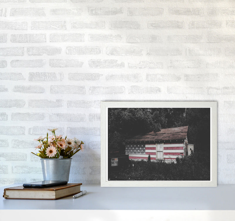 USA Hut Modern Print A3 Oak Frame