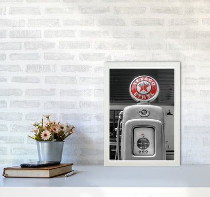 Texaco Gas Pump Modern Print A3 Oak Frame