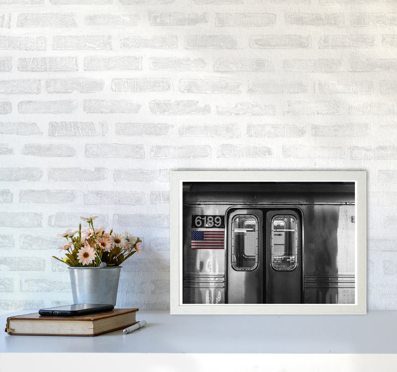Vintage USA Subway Modern Print A3 Oak Frame