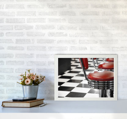 Vintage American Diner Modern Print A3 Oak Frame
