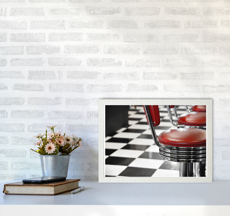 Vintage American Diner Modern Print A3 Oak Frame