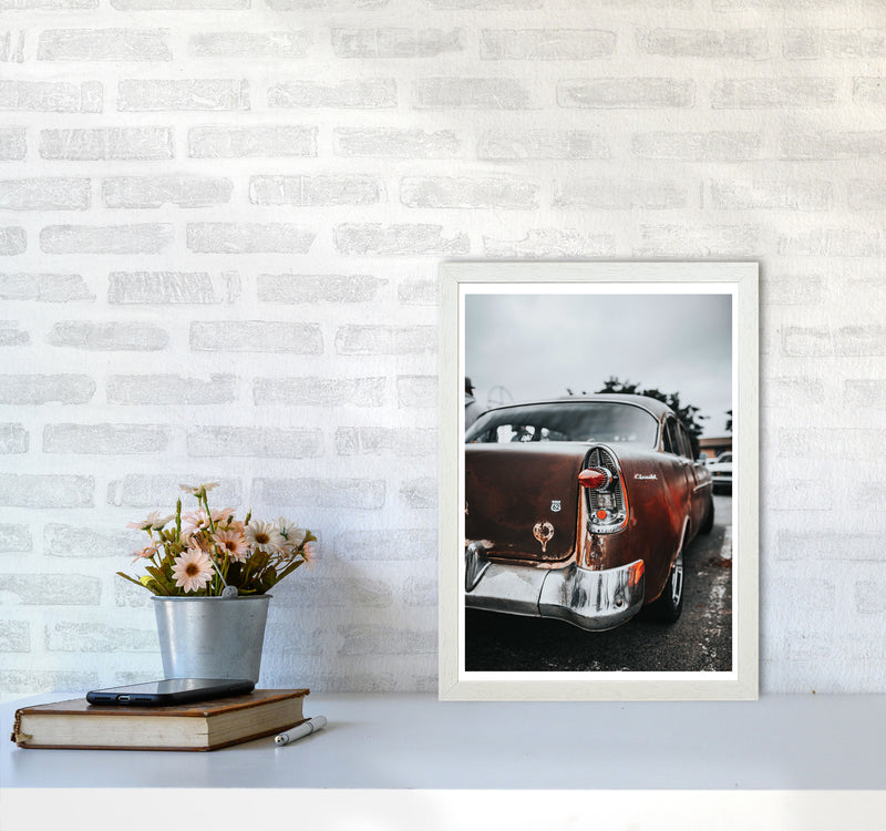 Retro Car Modern Print A3 Oak Frame