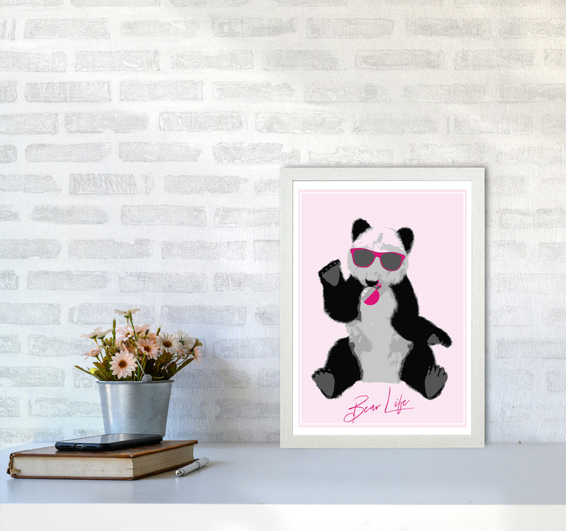 Bear Life Modern Print Animal Art Print A3 Oak Frame