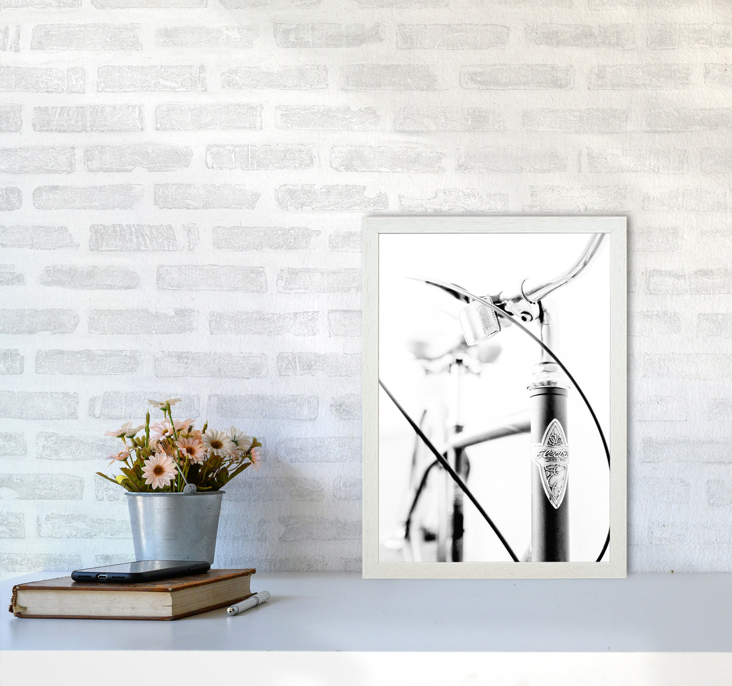 Retro Bike Frame Modern Print A3 Oak Frame