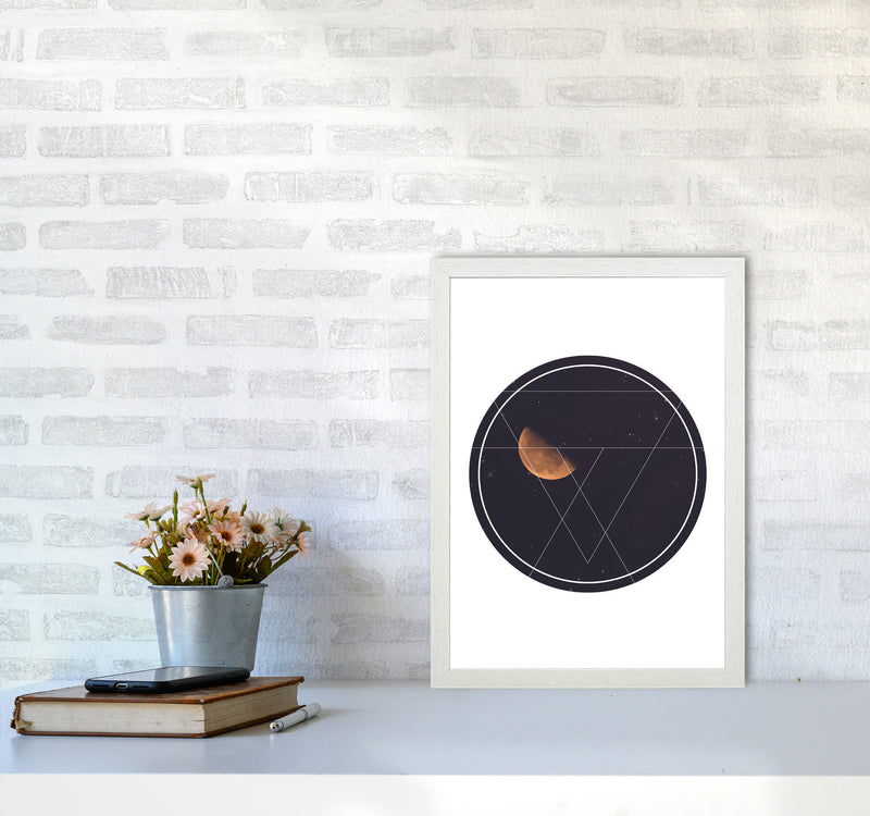 Black Moon Circle Modern Print A3 Oak Frame