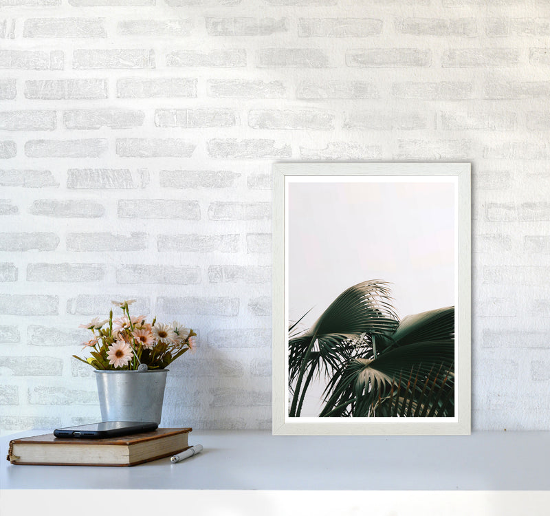 Bushy Palm Leaves Modern Print, Framed Botanical & Nature Art Print A3 Oak Frame