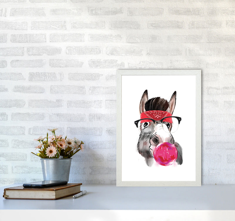 Gangster Donkey Modern Print Animal Art Print A3 Oak Frame