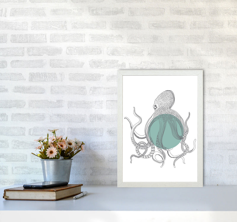 Marine Animals Octopus Modern Print Animal Art Print A3 Oak Frame
