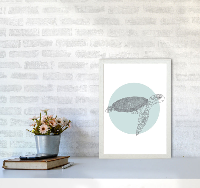 Marine Animals Turtle Modern Print Animal Art Print A3 Oak Frame