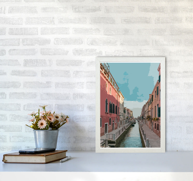 Venice Portrait 2 Modern Print A3 Oak Frame