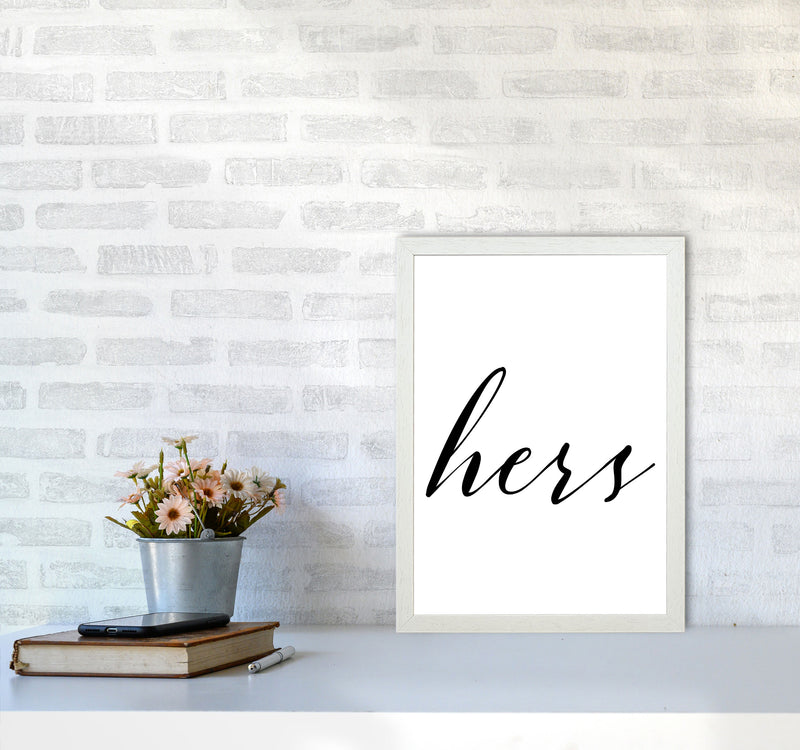 Hers Framed Typography Wall Art Print A3 Oak Frame