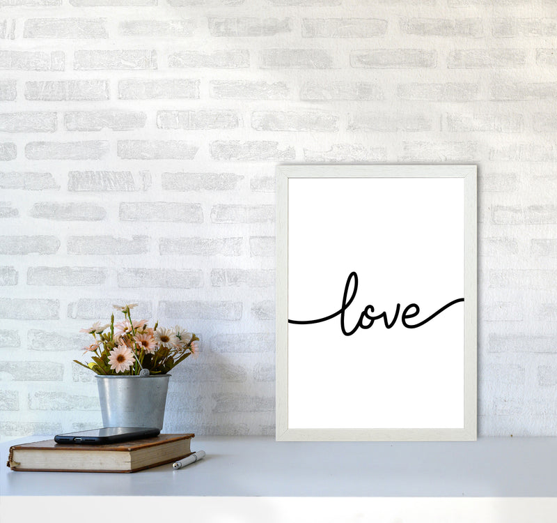 Love Framed Typography Wall Art Print A3 Oak Frame