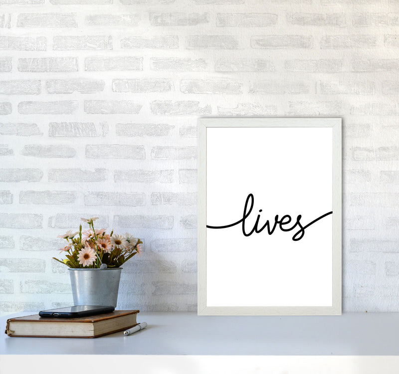 Lives Framed Typography Wall Art Print A3 Oak Frame